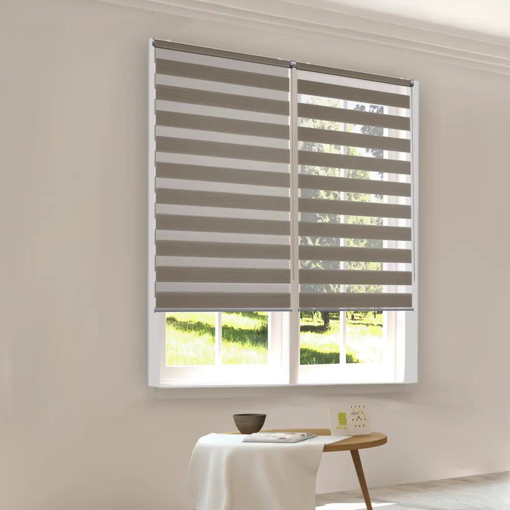 Рулонная штора день-ночь KREAFORTA Novosiberia 100×175 см бежевая с полосками 89408649 STLM-1580140 - Вид №7