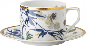 10654600 Rosenthal Чашка чайная с блюдцем Rosenthal Турандот 320мл, фарфор, белый, золотой кант Фарфор