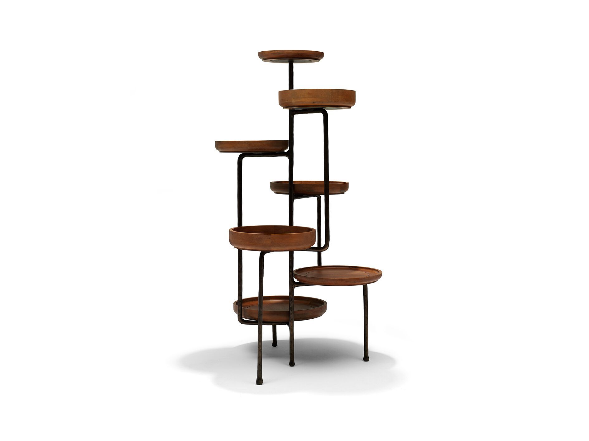 Алюминиевый и деревянный высокий круглый держатель для горшков Linteloo ORBIT ARCH-00028791 - Вид №2