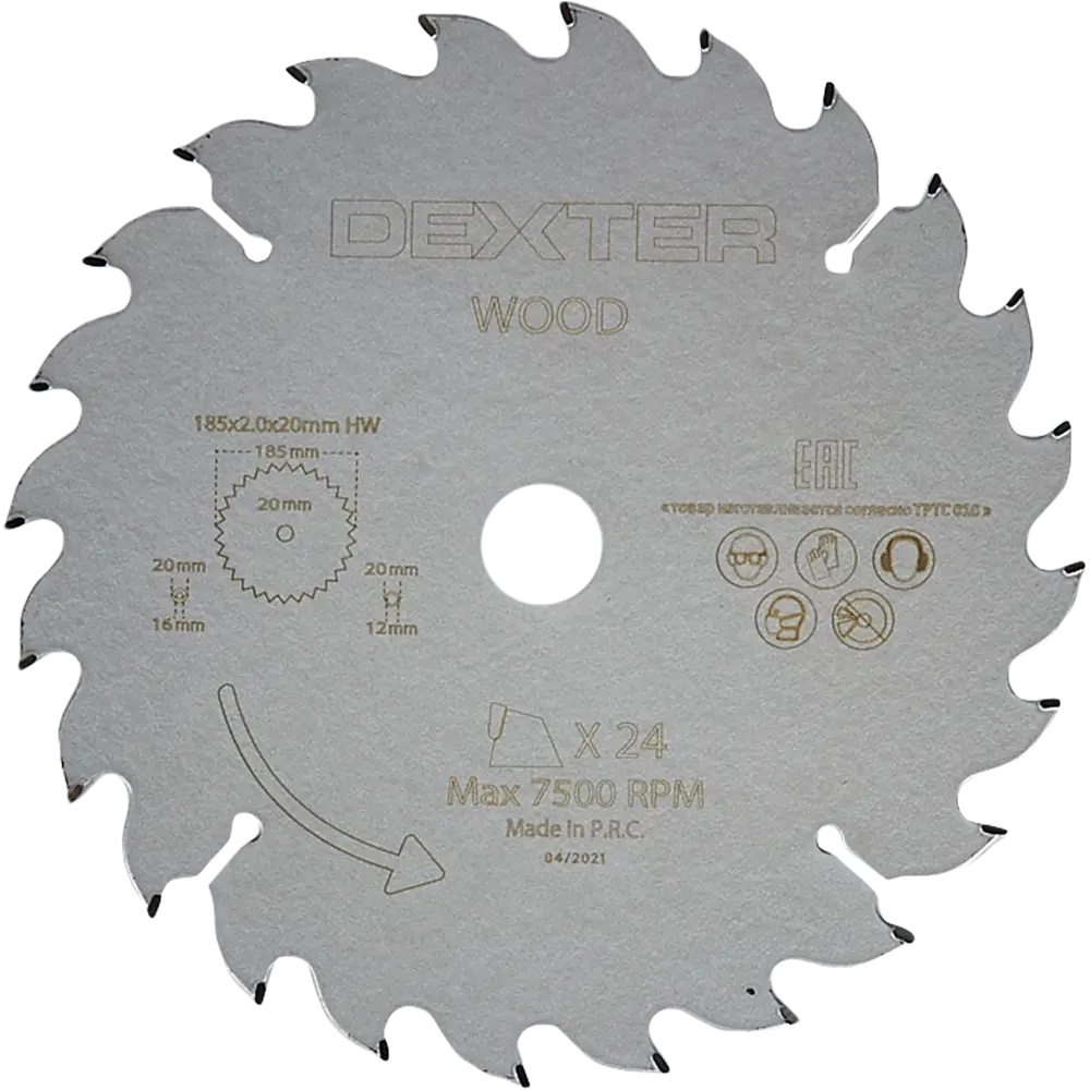 Диск циркулярный по дереву Dexter 185x20/16/12 мм 24 зуба STLM-2044647