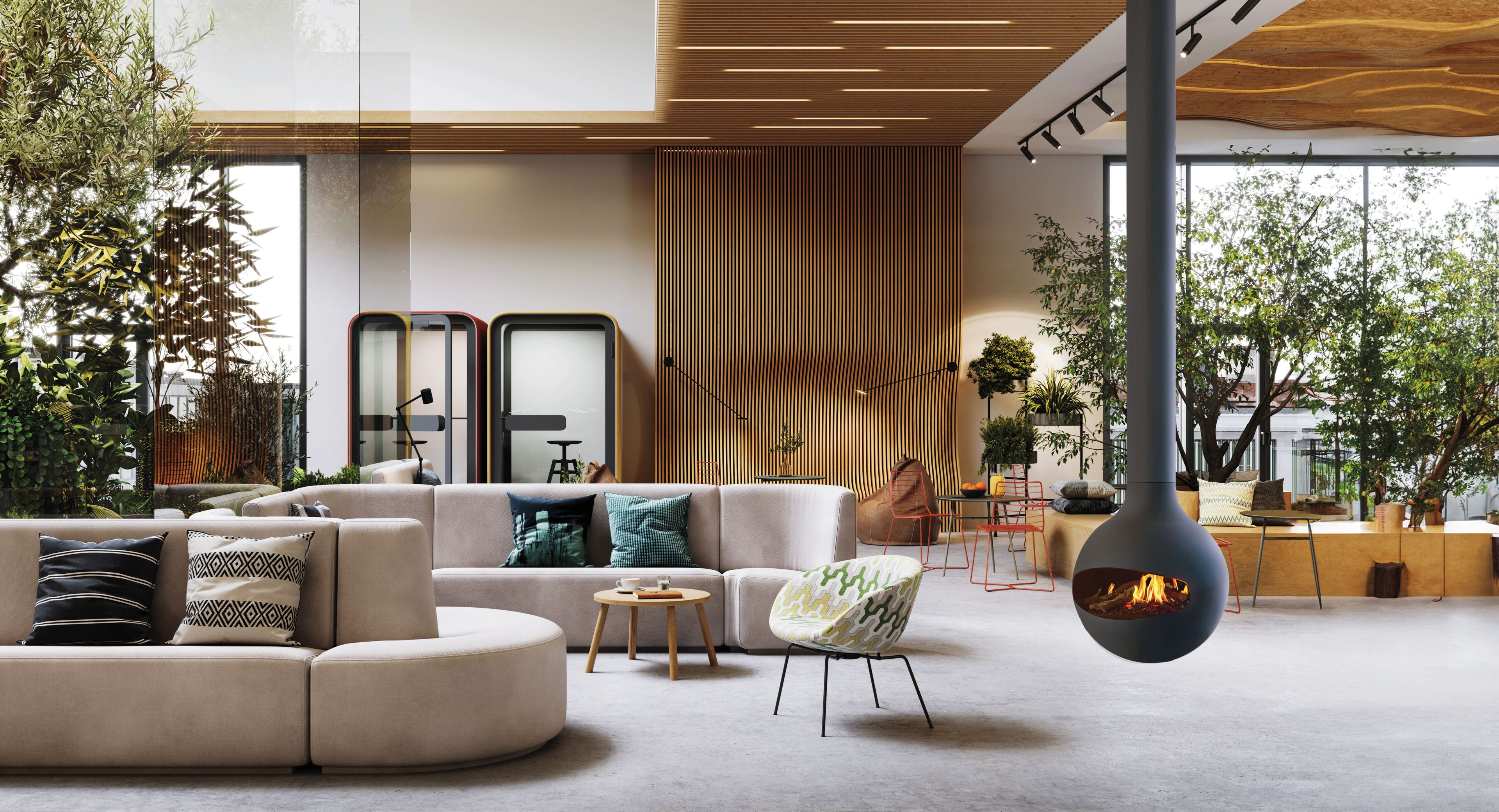 Стальной электрический подвесной камин Focus creation Bathyscafocus ARCH-00035508 - Вид №1