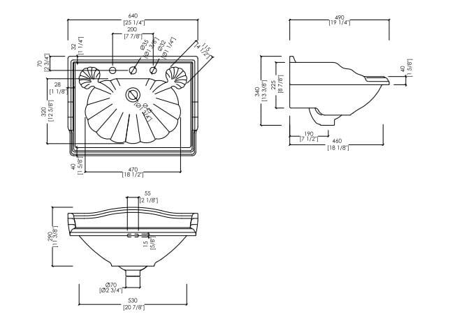 Прямоугольная фарфоровая раковина на колонне Devon&Devon Кембридж ARCH-00069385 - Вид №1