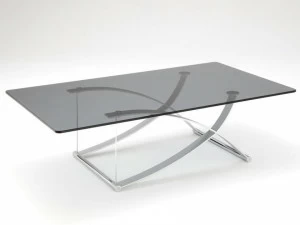 Rolf Benz Прямоугольный журнальный столик из стали и стекла