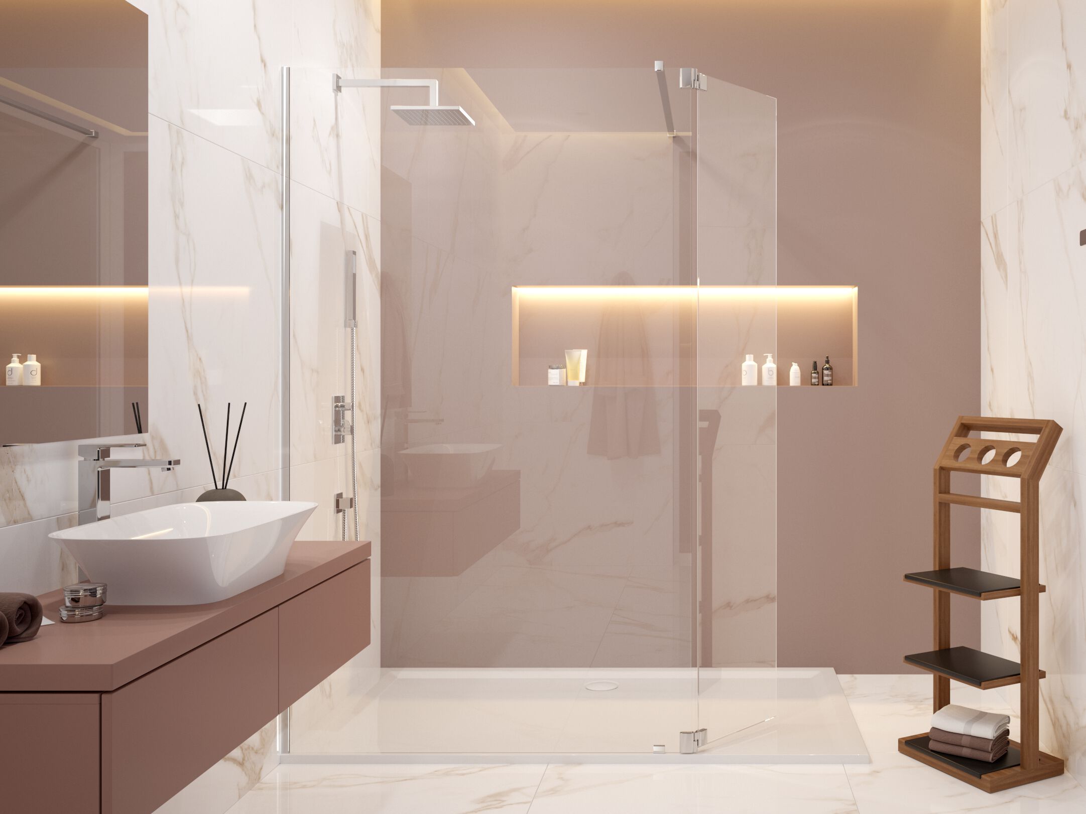 Стеклянная угловая прямоугольная душевая кабина распашная дверь HOESCH LUMIA+ ARCH-00048145