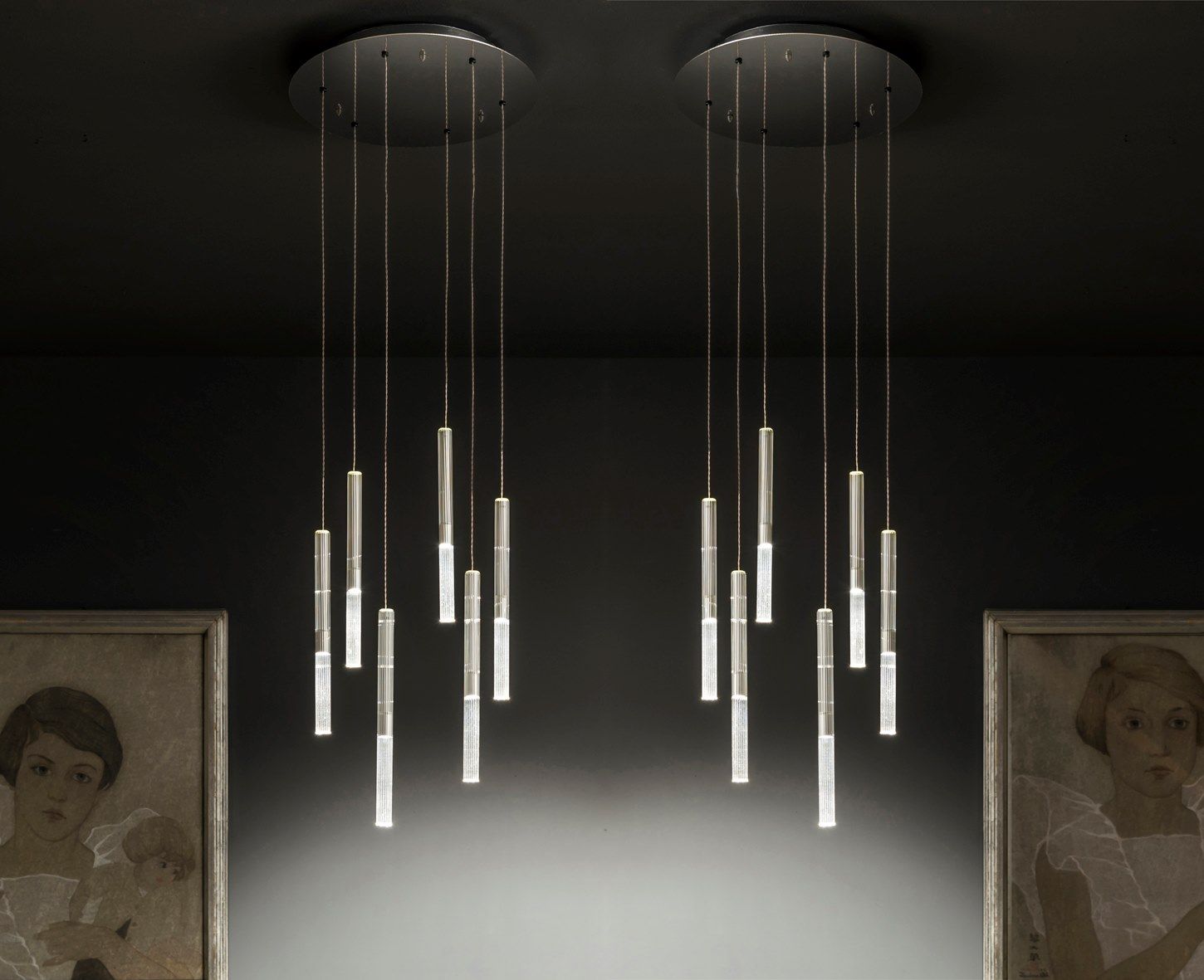 Встроенный светодиодный подвесной светильник из ребристого стекла Album Rigoletto ARCH-00078624