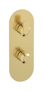 Внешняя часть термостатического двухходового переключателя, круглая пластина, вертикальная, ручка C-67 WE ARE IB eua612isnc6 Brushed Pale Gold Aqua