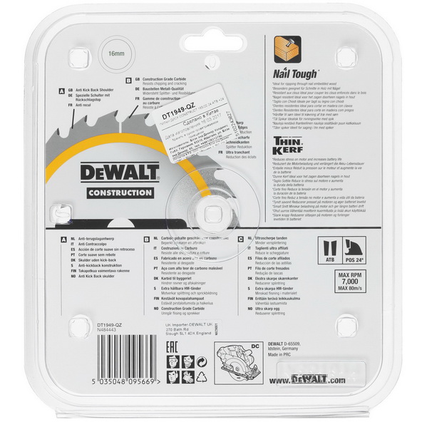 Диск пильный DeWalt CONSTRUCT DT1949 5303122 STDN-0034610 - Вид №4