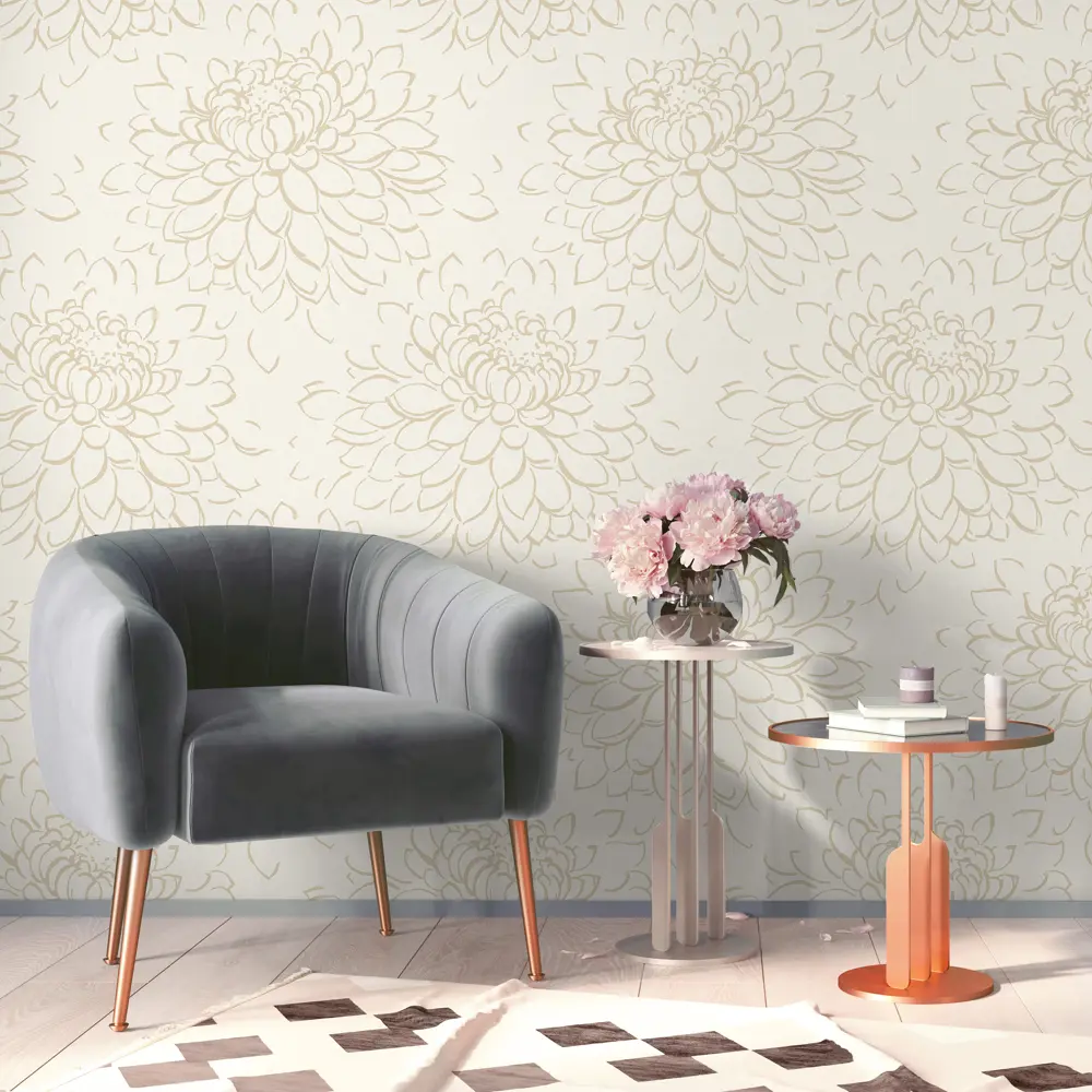 Обои флизелиновые Grandecolife Flower бежевые 1.06 м GDR142127 STLM-2194761 - Вид №3