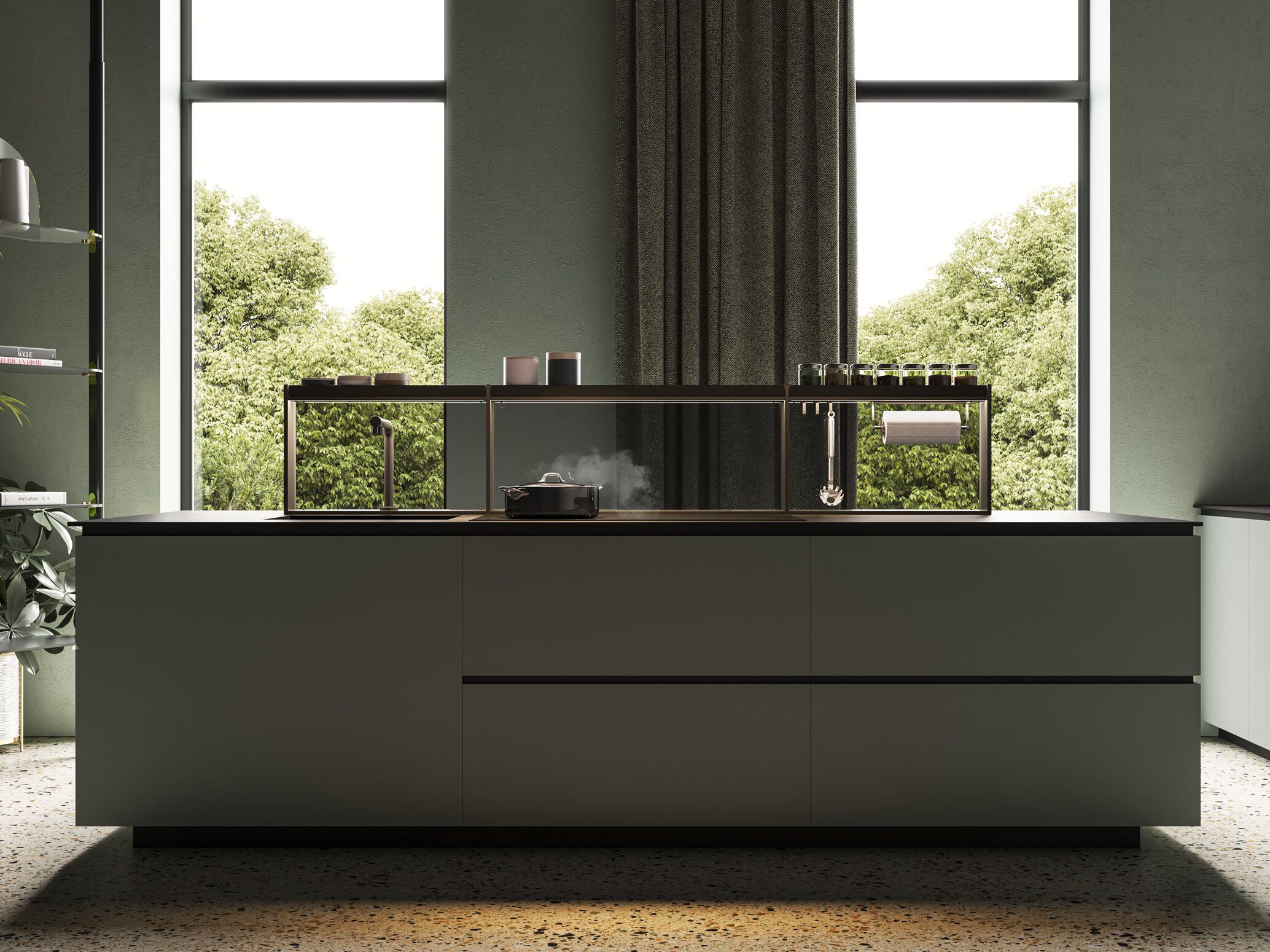 Алюминиевый вытяжной шкаф со встроенным освещением Falmec Elements ARCH-00015005