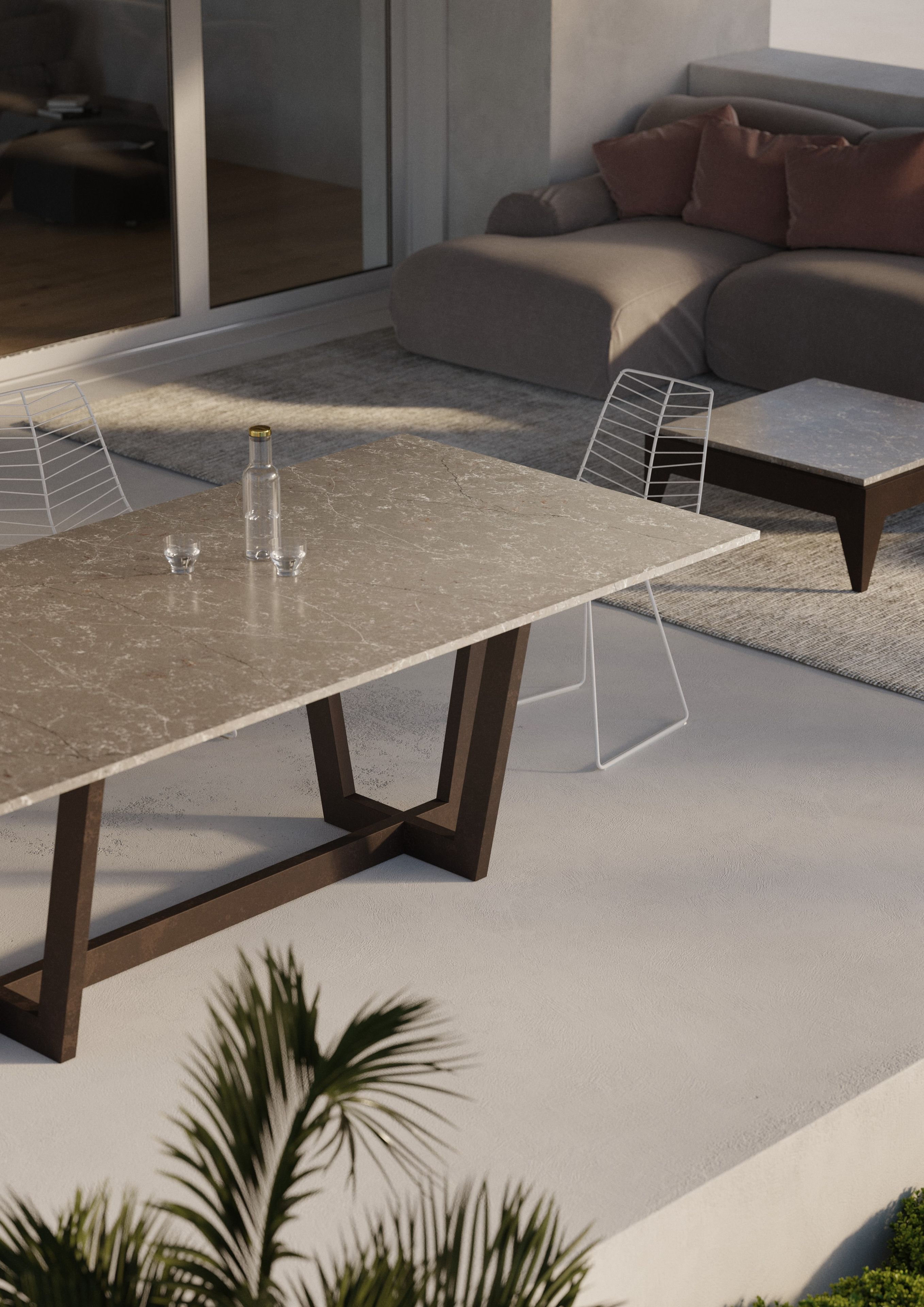 Прямоугольный стол со стальным основанием и кварцевым верхом ORO NERO Collection Tube ARCH-00119772 - Вид №4