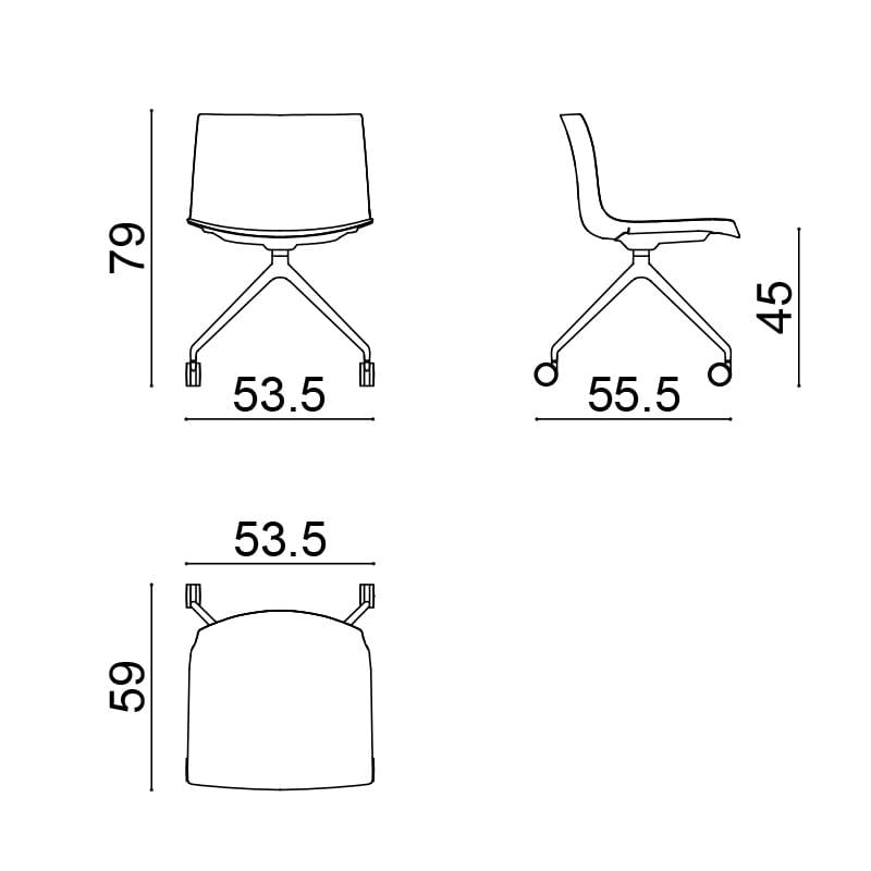 Кожаный стул с колесами Arper Catifa 53 ARCH-00044979 - Вид №3