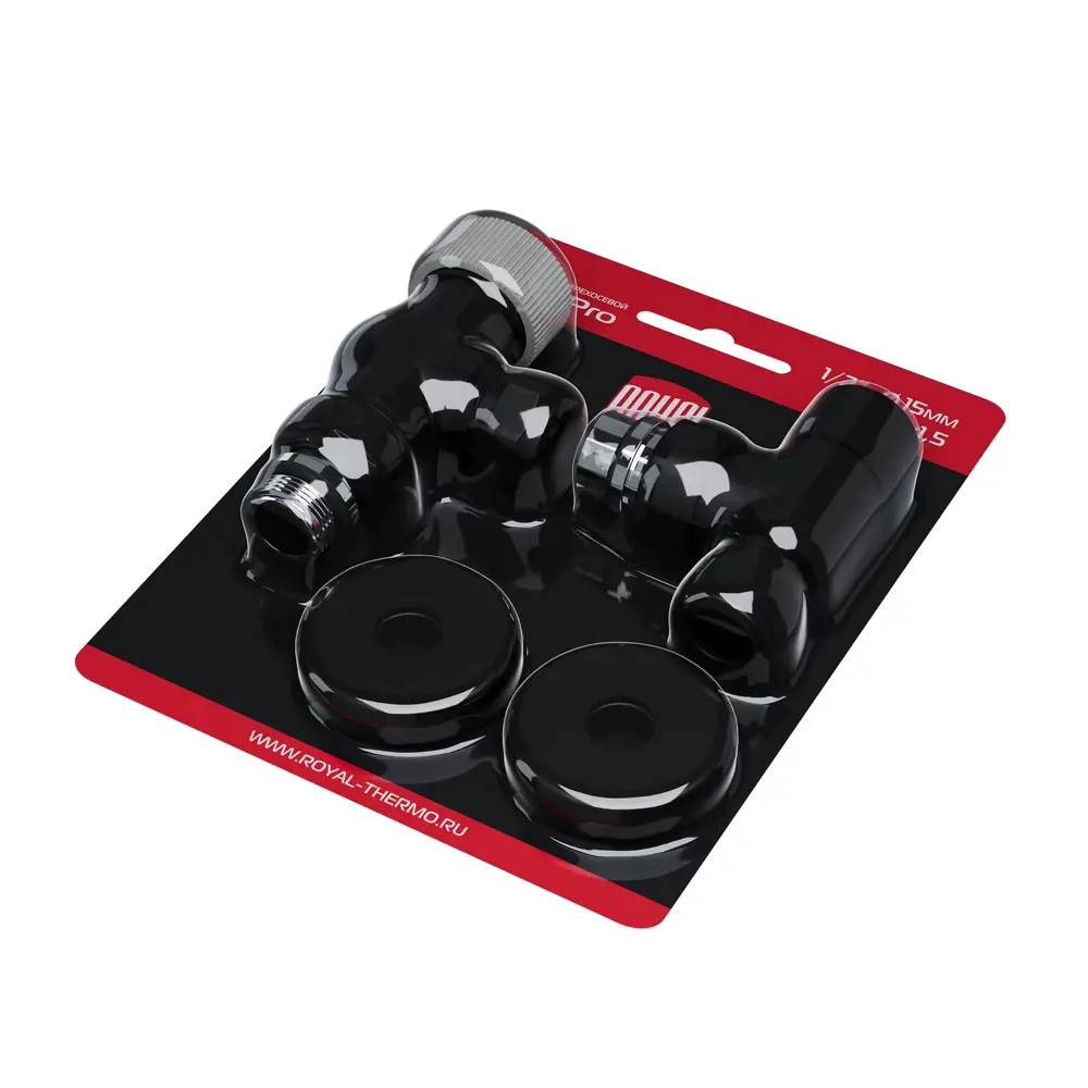 Термостатический комплект для радиатора осевой Royal Thermo Design Pro 1/2" латунь цвет черный STLM-2042939 - Вид №7