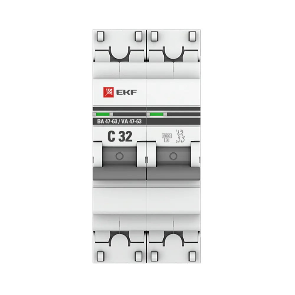 Автоматический выключатель EKF PROxima ВА47-63 2P C32 А 6 кА mcb4763-6-2-32C-pro STLM-2039603 - Вид №1