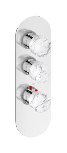 EUA212IINMR_1 Комплект наружных частей термостата на 2 потребителей - вертикальная овальная панель с ручками Marmo IB Aqua - 2 потребителя