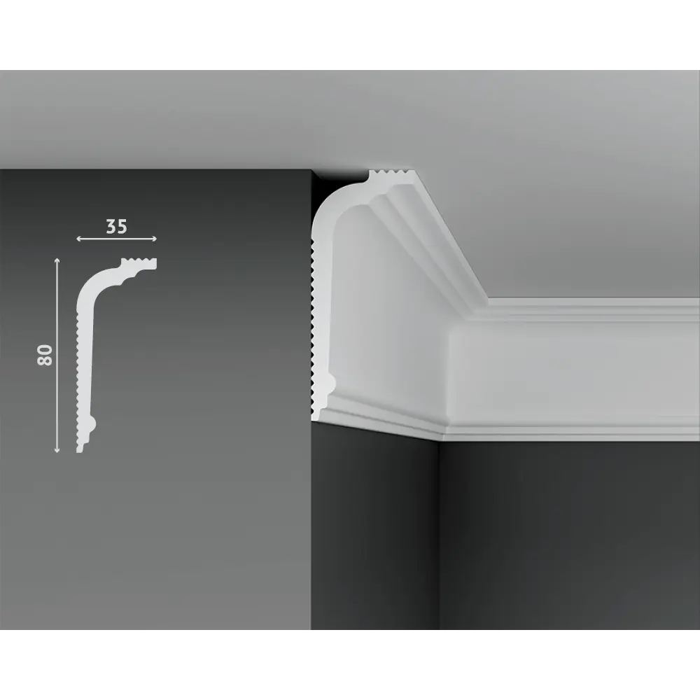 Плинтус потолочный Decostar PolyStyle SG-80/35 полистирол, белый, 2000x80x35 мм