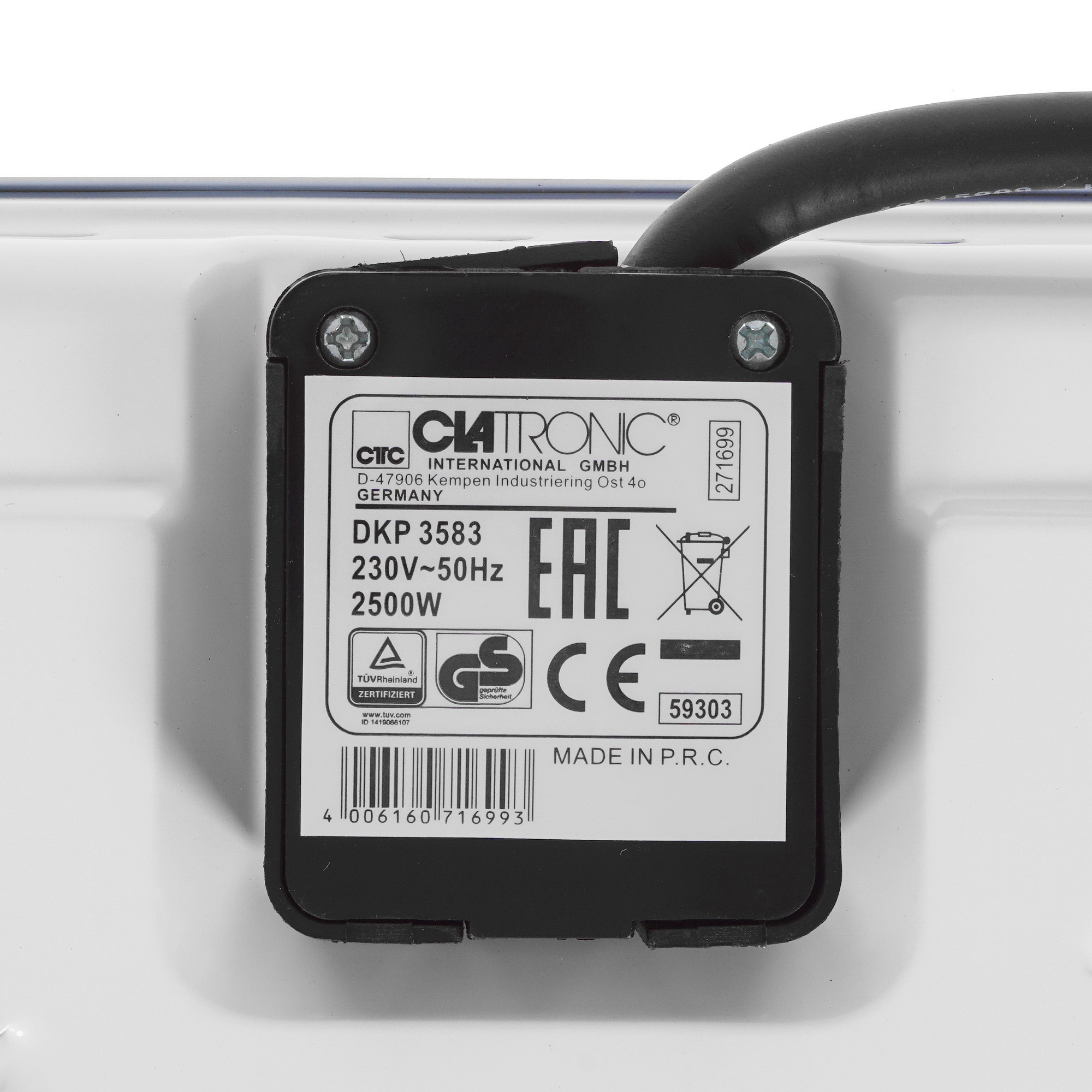 5327194 Плита компактная электрическая Clatronic DKP 3583 белый STDN-0017785 - Вид №4