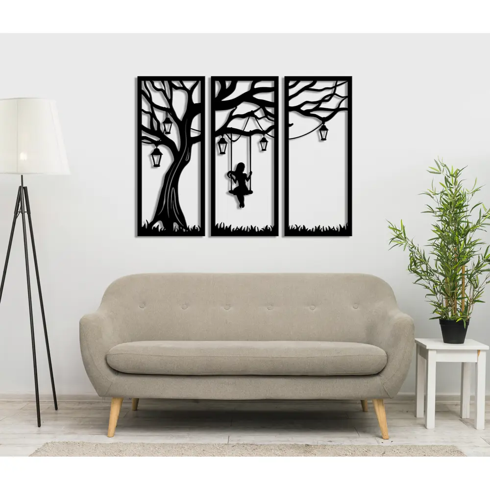 Панно декоративное Девушка на качелях МДФ 25x59 см черное Santreyd STLM-2173635 - Вид №1