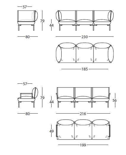3-местный тканевый диван SANCAL Click ARCH-00021641 - Вид №2