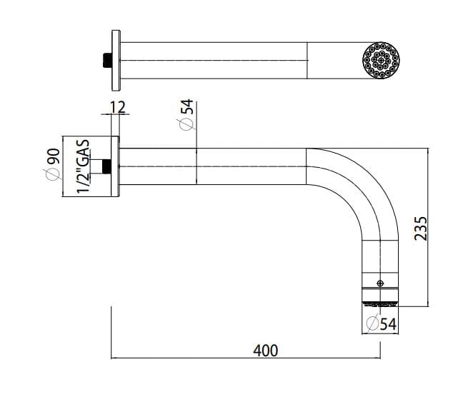 Душевая головка из нержавеющей стали с кронштейном Bossini NOBU-Inox AISI 316L ARCH-00123750 - Вид №2