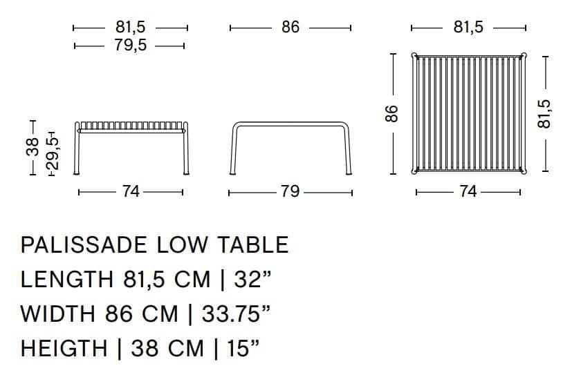 Низкий квадратный журнальный столик из стали с порошковым покрытием In Stock Hay ARCH-00058119