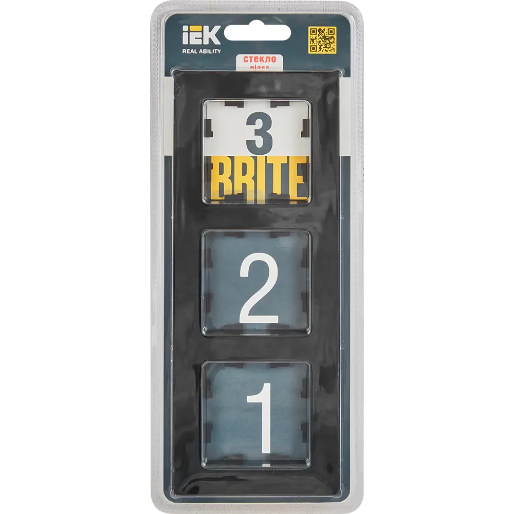Рамка IEK Brite для розеток и выключателей - 3 поста, черное стекло 87761307 STLM-1102758 - Вид №3