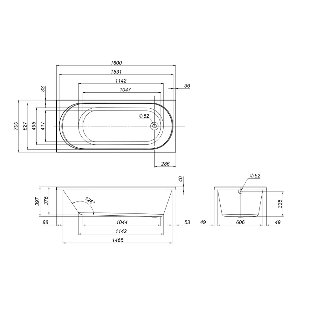 AM.PM Moxie — акриловая ванна 160×70 см с антибактериальным покрытием 89400168 STLM-1570258 - Вид №9