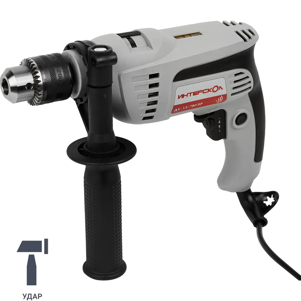 Ударная дрель Интерскол ДУ-13/780ЭР с держателем для второй руки 11751651 STLM-0001474