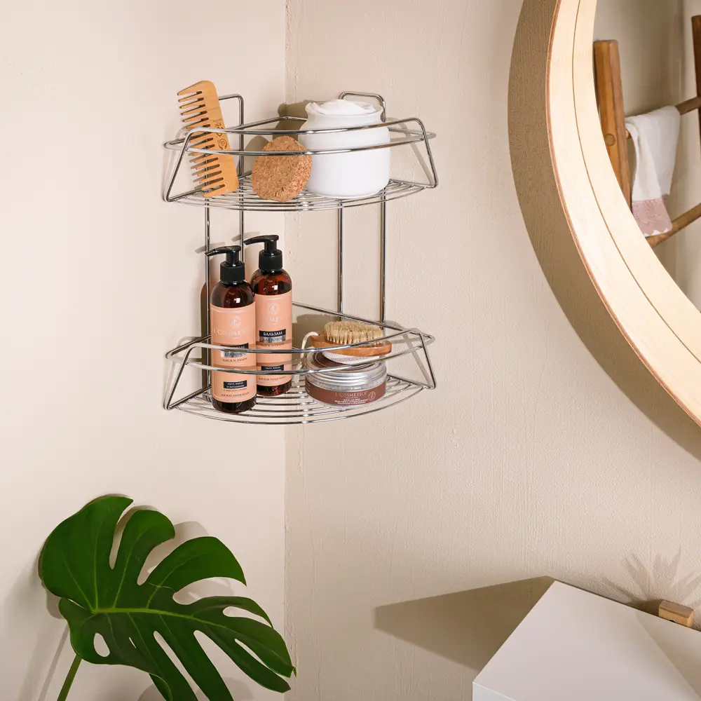 Полка двухъярусная угловая 22х22х37.5 см цвет хром ЧМЗ Модилус STLM-2106429 - Вид №5