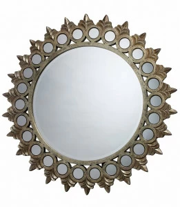 Зеркало настенное круглое "Седрик" LOUVRE HOME ДИЗАЙНЕРСКИЕ, СОЛНЦЕ 119357 Серебро