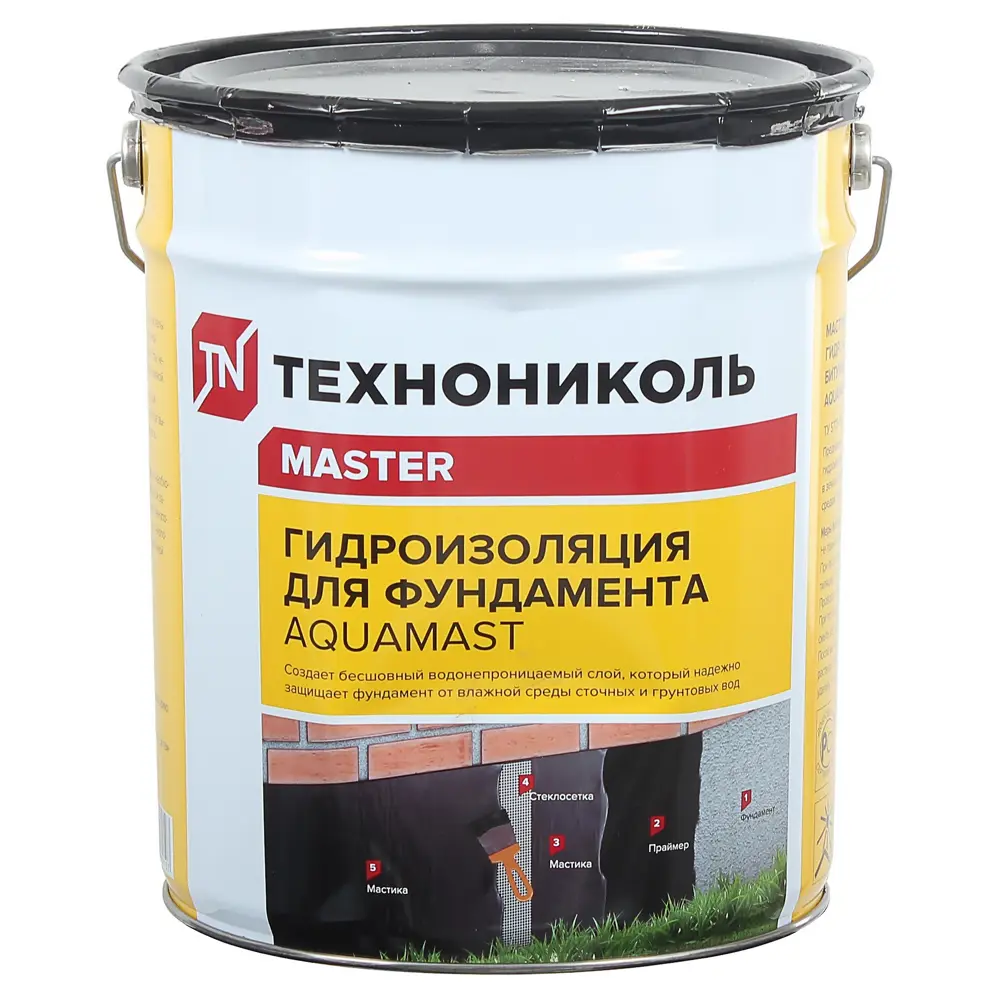 Мастика гидроизоляционная битумная Технониколь AquaMast для фундамента 18 кг Aquamast гидроизоляция фундамента STLM-2103239