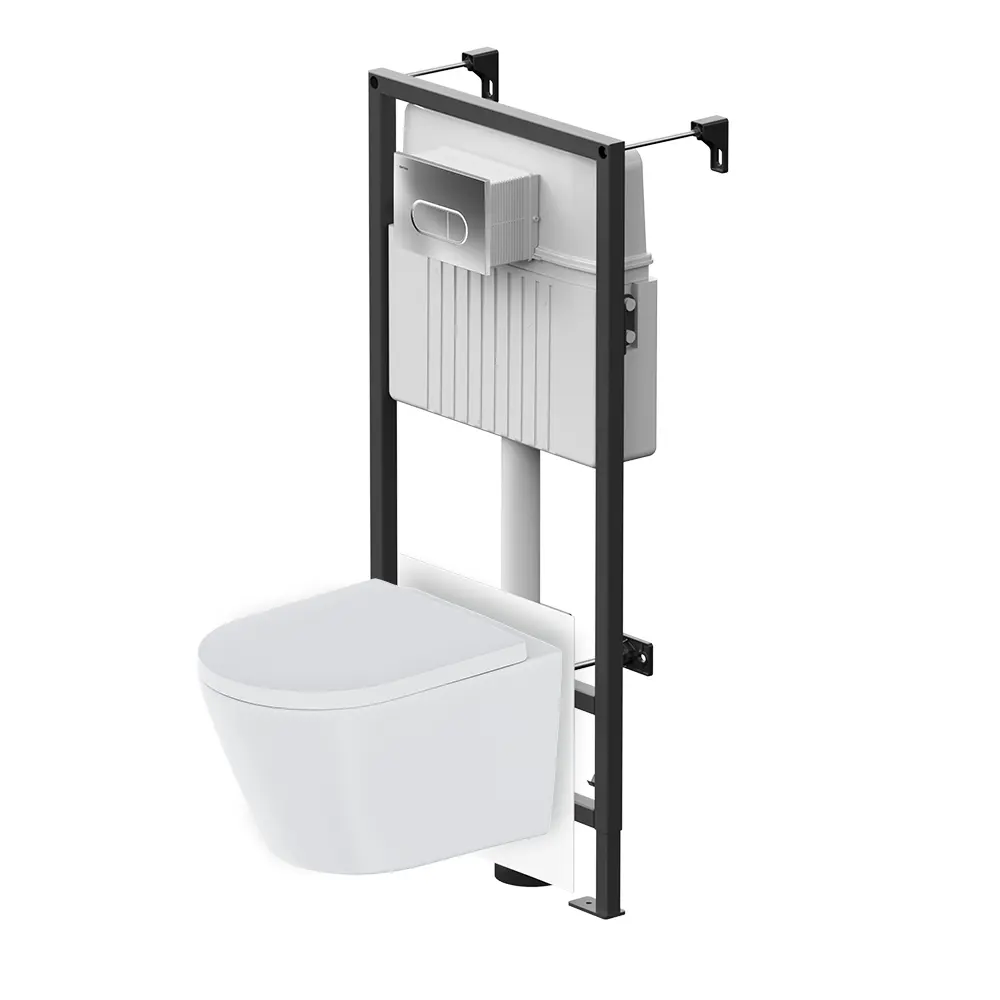 Комплект инсталляция с унитазом Damixa Cedar с клавишей Prime M, безободковый, с микролифтом, цвет белый STLM-2165316