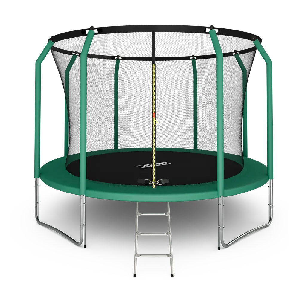 Батут Arland премиум 12FT с внутренней сеткой и лестницей темно-зеленый