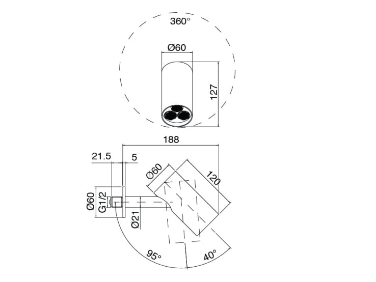 Нержавеющая сталь встраиваемые 2 отверстия однорычажный смеситель для душа Zazzeri Q316 ARCH-00152398 - Вид №5