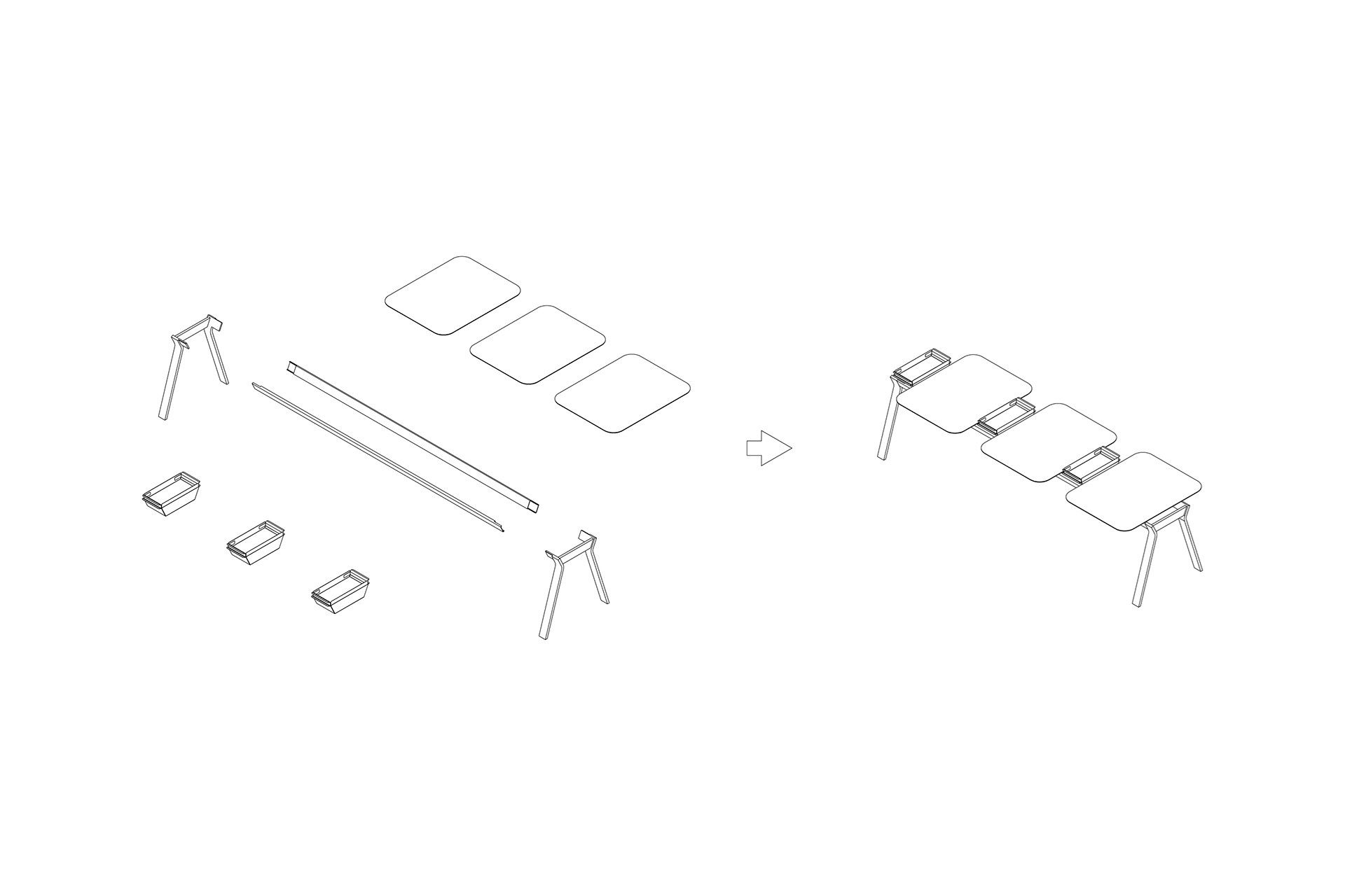 Прямоугольный стол из стали и дерева Nunc крыло ARCH-00006782 - Вид №9