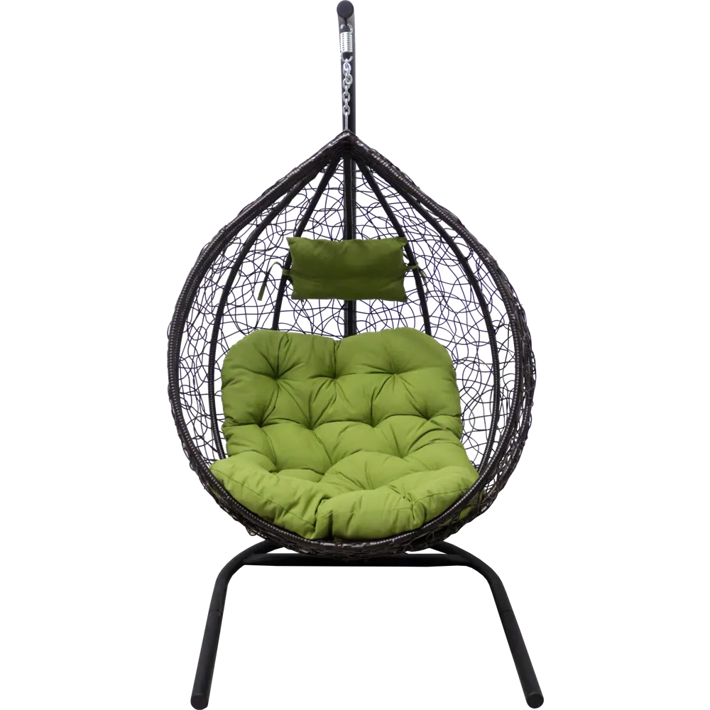 Кресло подвесное с опорой Veil 102x200x126 см, искусственный ротанг, тёмно-коричневый/оливковый 82841551 STLM-2181779 Santreyd VE002 - Вид №1