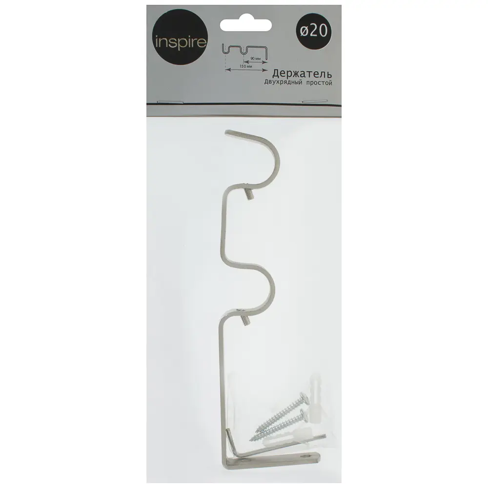 Держатель двухрядный простой 8/14 см цвет матовая сталь INSPIRE STLM-2081301 - Вид №4