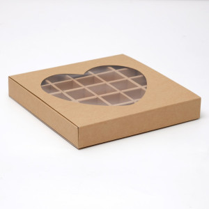 Упаковка для конфет 25 шт "Сердце", крафт, 22х22х3,5 см SIMALAND