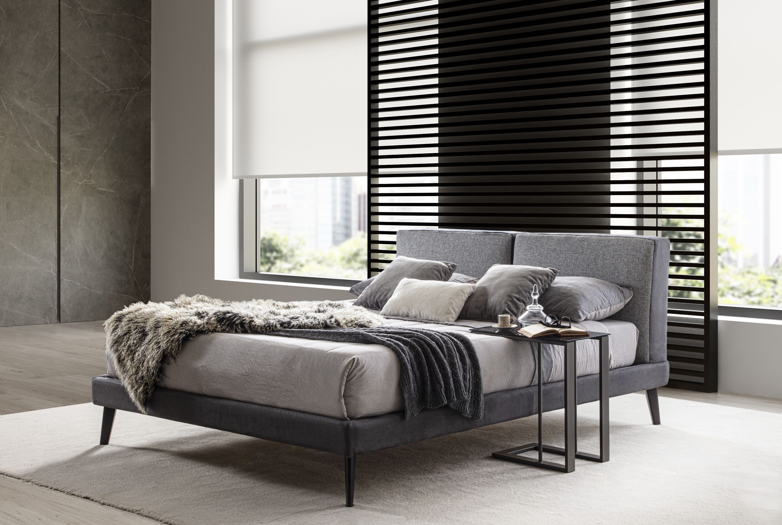 Съемная двуспальная кровать из ткани с мягким изголовьем GRUPPO FOX ночь Фокса ARCH-00080811 - Вид №1