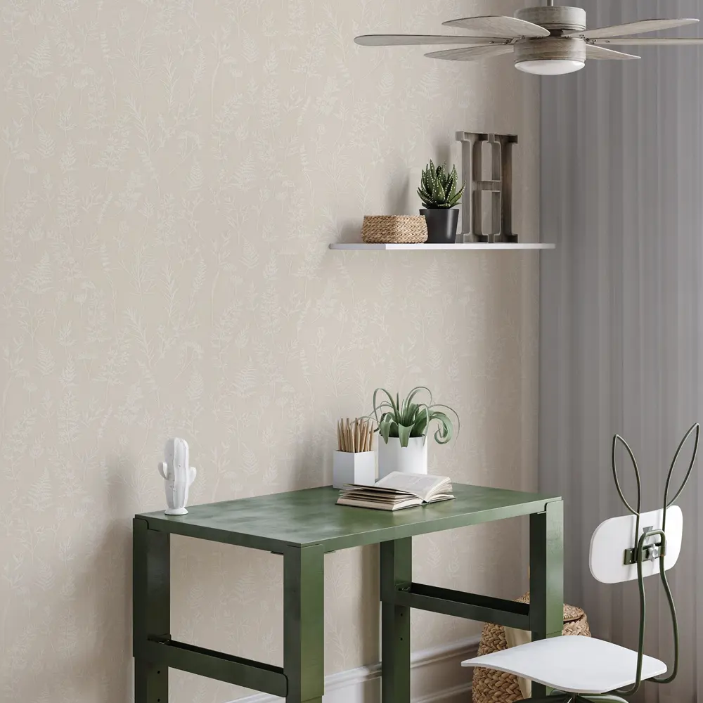 Обои флизелиновые Левада бежевые с растительным рисунком 1.06 м 89439239 Santreyd STLM-1584985 - Вид №3