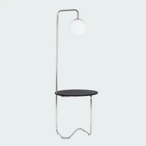 Столик со светильником круглый черный Bauhaus WOODI  00-3966172 Хром;черный
