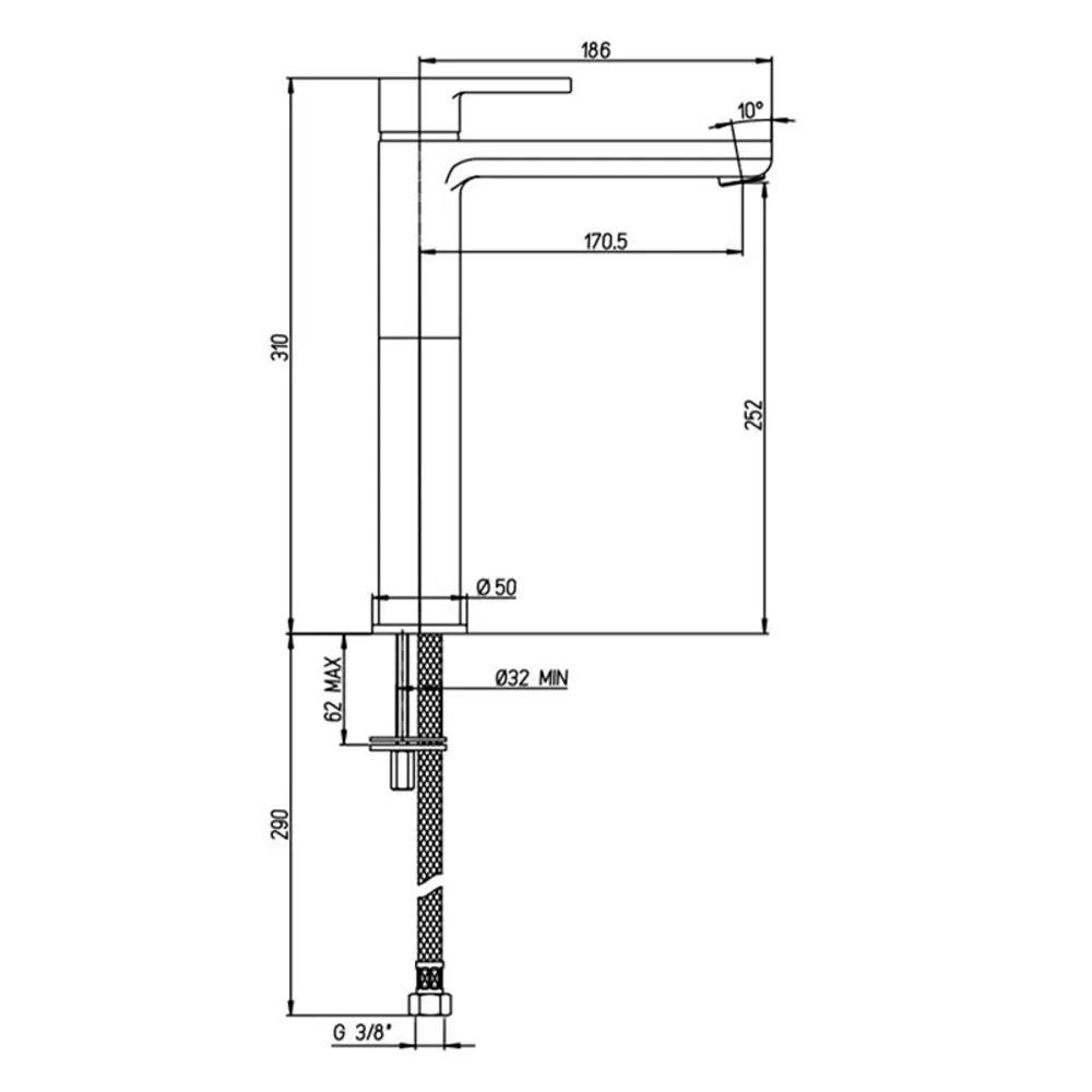 Смеситель для раковины Arena, высокий излив, цвет белый Paini STLM-2115583 - Вид №5