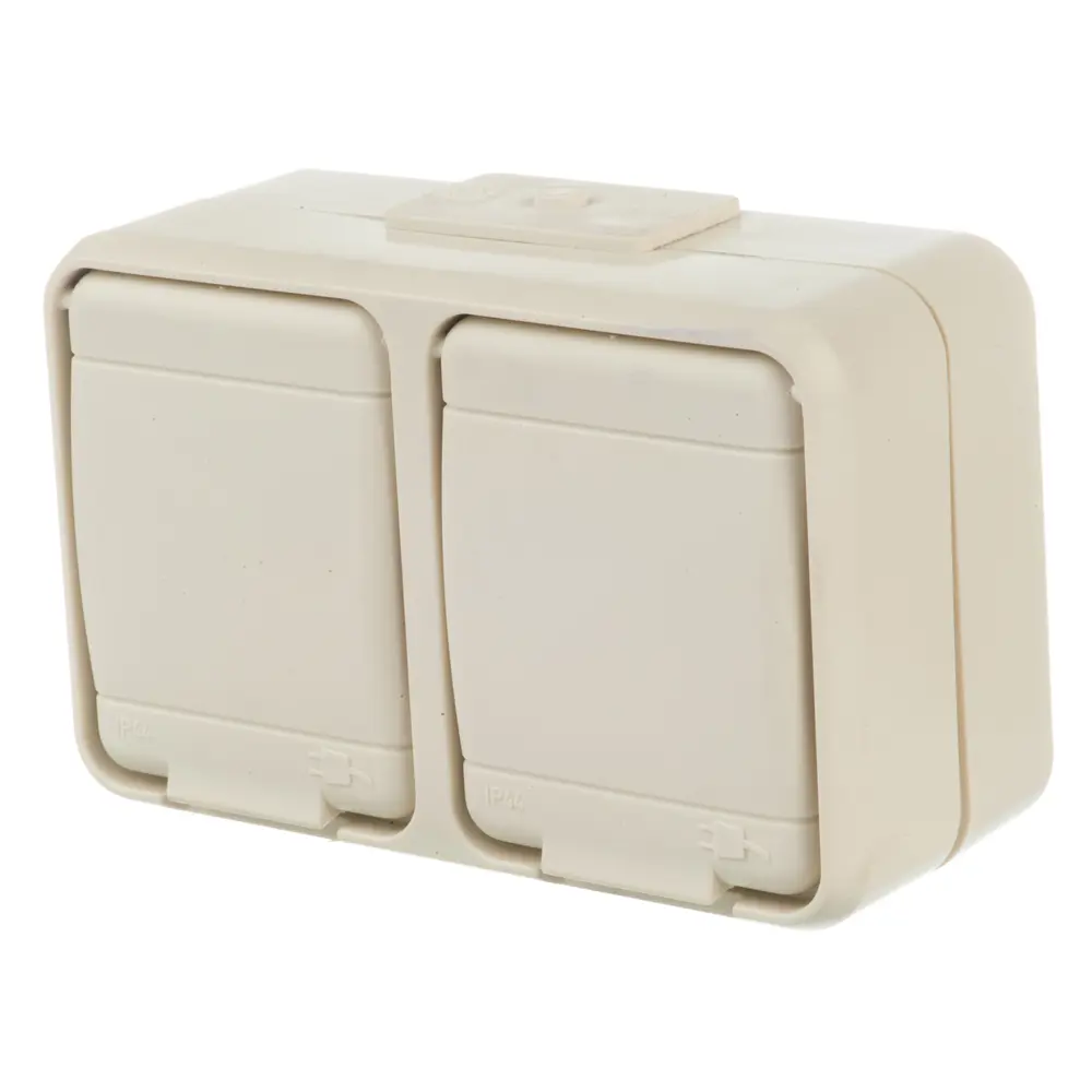 Розетка ELSO Aquatop 2-ая с заземлением IP44 открытая установка, слоновая кость Schneider Electric STLM-2135954