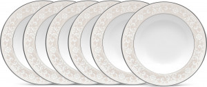 10665426 Noritake Набор из 6 тарелок суповых Noritake "Монтвейл, платиновый кант" 21см Фарфор костяной