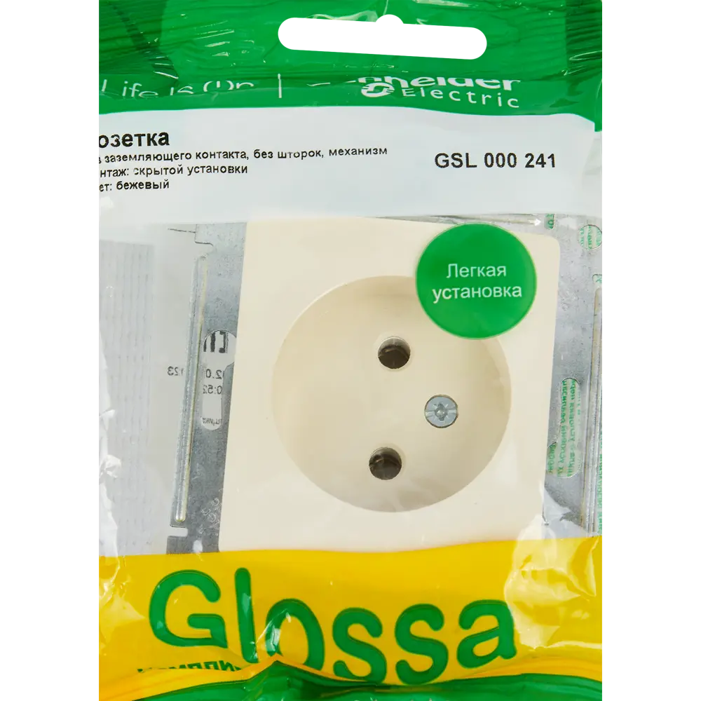 Розетка Schneider Electric Glossa без заземления в бежевом исполнении 86710189 STLM-0070805 - Вид №4