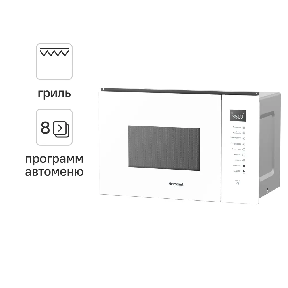 Микроволновая печь Hotpoint MF25G встраиваемая 25 л 59.4x33.3x38.7 см сенсорное управление цвет белый STLM-2076837