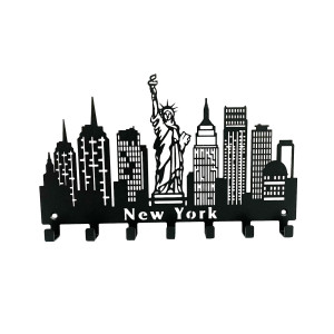 90615173 Ключница настенная "New York", сталь, 18x30 см, с 7 крючками, черная STLM-0308584 TEMPACHE