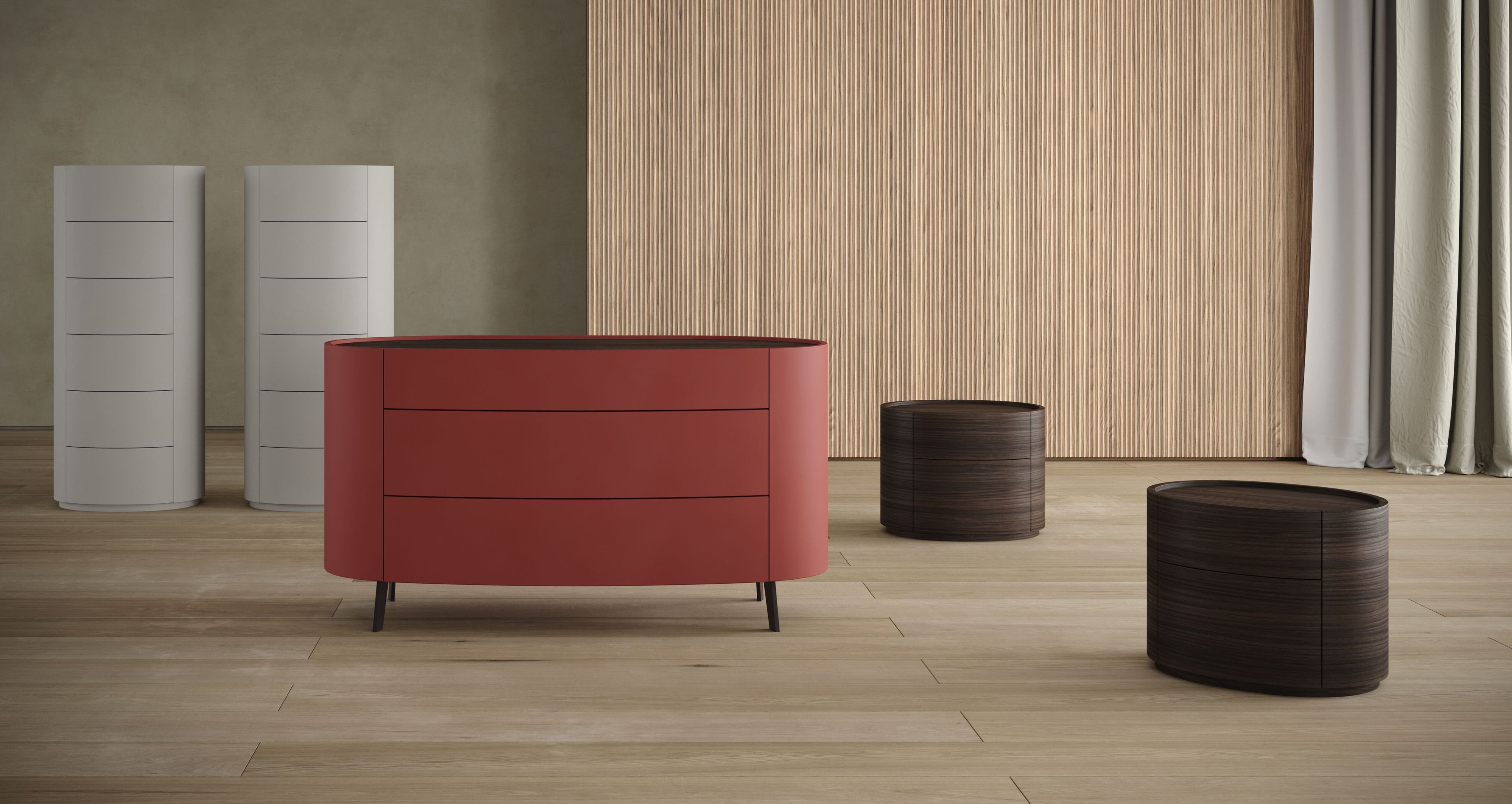 Деревянная овальная тумбочка с ящиками Giessegi Стокгольм ARCH-00122393 - Вид №1