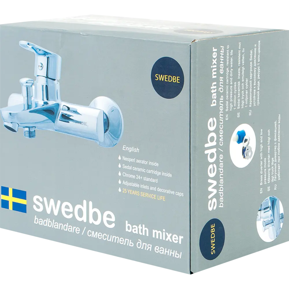 Смеситель для ванны Swedbe Mars однорычажный цвет хром STLM-2130358 - Вид №3