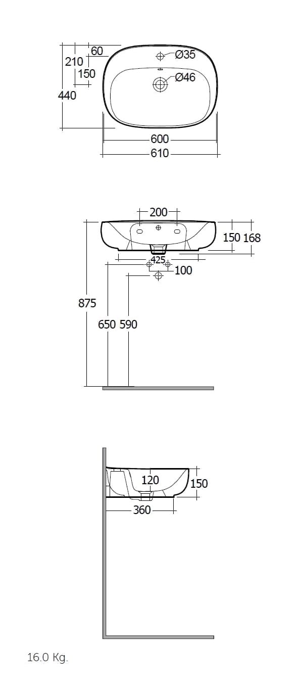 Керамическая овальная подвесная раковина RAK Ceramics RAK-Illusion ARCH-00126794 - Вид №5