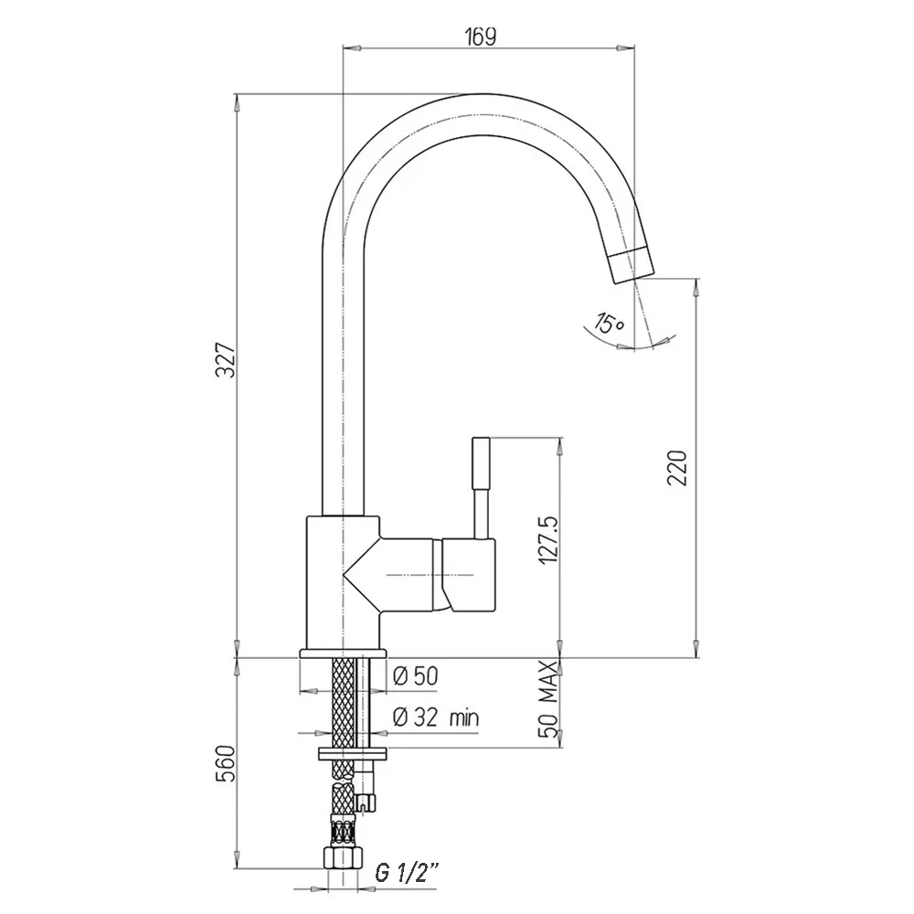 Смеситель для кухни Paini Cox 32.7 см цвет белый/хром STLM-2096448 - Вид №7